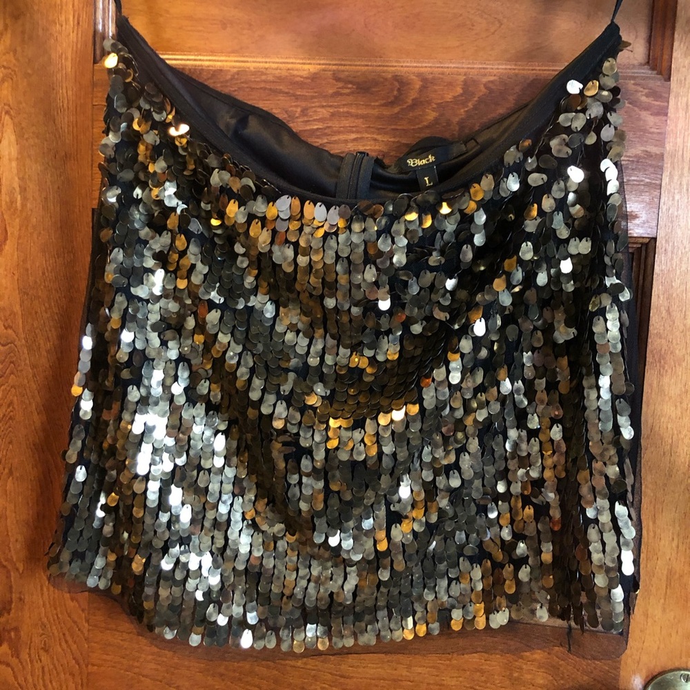 Bronze Sequined skirt with tulle underlining